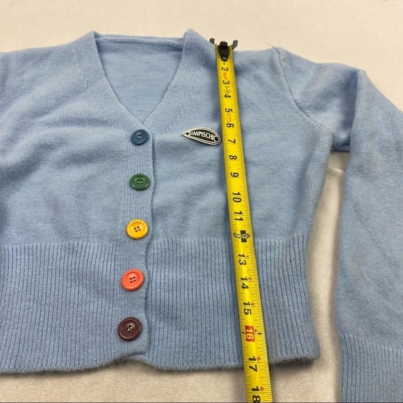 NWOT Cropped rainbow button wool blend sweater - Picture 4 of 7